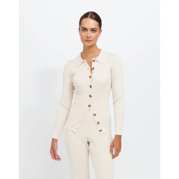 BRUNETTE THE LABEL Christy Knit Button Up - XL/2XL - Color Cream - Picture 1 of 3